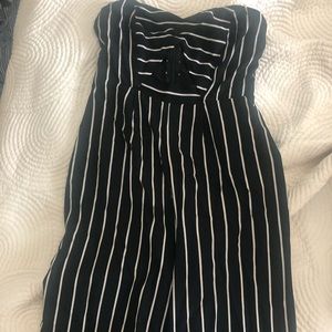 forever 21 strapless, striped jumpsuit